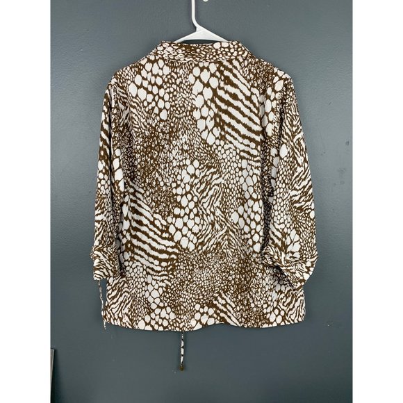 Cali And York Women's Sz. PL bronze abstracted print Light Coat - Picture 2 of 6